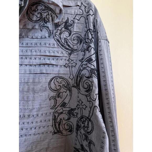 Fender Western Gothic Shirt XXL Top Embroidered Cross Tuxedo Rock & Roll Guitar - Picture 4 of 5